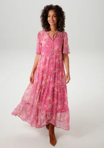 Aniston CASUAL Sommerkleid mit Blumen-Paisley-Druck - Kleider - NEUE KOLLEKTION mit fantasievollem Blumen- und Paisley-Druck, lässiger Schnitt und femininer V-Ausschnitt für einen frischen Look.