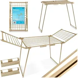 Zusammenklappbarer Wäscheständer Debora in Gold - 19 Meter Trockenfläche - Eleganter Wäscheständer mit 19 Metern Trockenfläche. Robuste Metallkonstruktion, platzsparend und einfach zu bedienen. Ideal für effizientes Trocknen und ein stilvolles Zuhause.