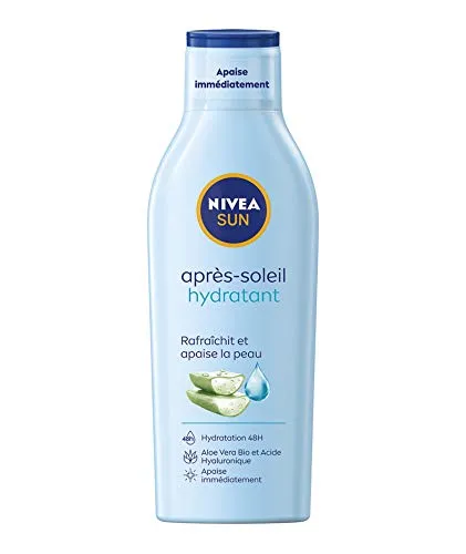 NIVEA SUN After Sun Milch Feuchtigkeitsspendende After Sun Milch (1 x 200 ml), feuchtigkeitsspendende Körpermilch mit Bio-Aloe Vera für intensive und langanhaltende Feuchtigkeitsversorgung