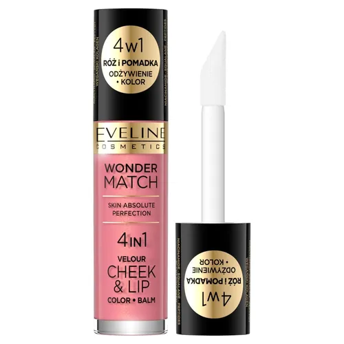 Eveline Cosmetics Wonder Match Multi-Use Flüssigrouge & Lippenstift mit Squalan, Peptiden & Veganem Kollagen - Nährt, Hydratisiert & Glättet Haut und Lippen - Erhältlich in 3 Farben