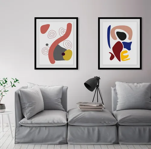 queence Bild Jupiter, Abstrakt, Figuren, Gemälde, Gesicht, Kunst, Modern (1 St), HD Premium Poster-Druck inkl. Holzrahmen