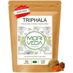 Triphala Tabletten 1000mg I Verdauung, Immunsystem I Amla, Hiritaki & Bibhitaki I 120 Stk. von Moriveda