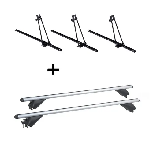 VDP Fahrradhalter, 3x Fahrradträger ORION + Alu Dachträger RB003 für Alfa Romeo Stelvio - Fahrradträger für aufrechten Transport, geeignet für alle Fahrräder bis 55 mm Reifendicke. Hochwertige Dachträger mit Sicherheitsverriegelung, ideal für sportliche Ausflüge mit dem Alfa Romeo Stelvio (5 Türer) ab 2017.