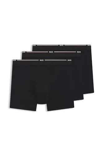 BOSS Boxer "BoxerBr 3P Natura" Herren, Gr. XL, schwarz - Herrenunterhosen aus elastischem Jersey mit 95% Viskose, körpernaher Schnitt und Logobund für optimalen Tragekomfort.