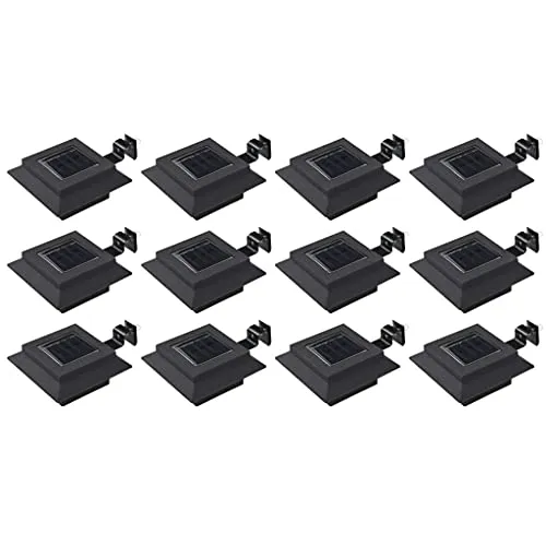 vidaXL 12 Stk. LED Solar-Außenleuchten Rechteckig 12 cm Schwarz - Energiesparende Solarleuchten für außen, die sich automatisch einschalten. Ideal für einfache Montage an Wänden oder Zäunen, inklusive Halterungen. Perfekt für stimmungsvolle Beleuchtung im Garten!