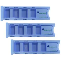 Medi-Inn Medikamentendispenser, für 1 Tag mit 4 Fächern, mit Schiebeblister blau Standard / 3 Stück