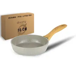 DIVORY Keramikpfanne 16cm | Induktionspfanne mit Keramikbeschichtung - Pfanne für alle Herdarten, frei von PTFE und schädlichen Stoffen – für ein sicheres Kocherlebnis. Schnelle Hitzeverteilung und pflegeleichte Reinigung machen sie zur idealen Mini-Pfanne.