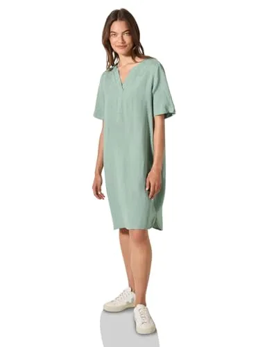Cecil Damen B144333 Kleid, Ice Sage Green, S - Freizeitkleider für Damen, elegantes kurzes Kleid mit geschlitztem Ausschnitt und seitlichen Schlitzen für optimale Bewegungsfreiheit.