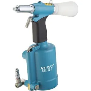 HAZET Blindniet-Pistole 9037N-2 – Pneumatisch & Hydraulisch, 5 Mundstücke - Tacker für präzises Setzen von Blindnieten von 3,0-6,4 mm, mit 14700 N Zugkraft und geräuscharmem Betrieb. Ideal für Profis, die Qualität und Vielseitigkeit schätzen.