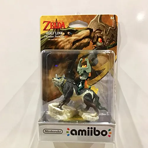 Wolf Link Amiibo - Legend of Zelda Twilight Princess - Interaktive Gaming-Figur für Wii U, schaltet die Höhle der Schatten frei und ermöglicht es Ihnen, Wolf Link im Abenteuer von Breath of the Wild zu rufen.