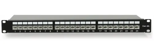 RED4POWER CAT.6a Patchpanel R4-N119S, 24-fach, 19" Rack - 24-Port Patchpanel für Rack-Montage, geschirmt und mit Erdungsanschluss. Ideal für eine zuverlässige Netzwerkverbindung in professionellen Umgebungen.
