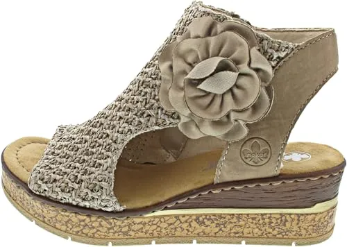 Rieker Damen 63791 Sandalette, Beige, 38 EU - Wanderschuhe mit weicher Decksohle für optimalen Tragekomfort beim Wandern und Freizeitaktivitäten.