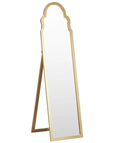 Beliani Stehspiegel, Gold, Rechteckig, 40x150 cm - Eleganter Standspiegel aus hochwertigem MDF mit orientalisch inspiriertem Bogen, ideal für Schlafzimmer und Flure. Er vergrößert den Raum optisch und ist besonders pflegeleicht.