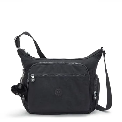KIPLING Umhängetasche GABBIE Medium - 12 Liter, Black Noir, 100% Polyamid, nachhaltig mit recyceltem Polyester
