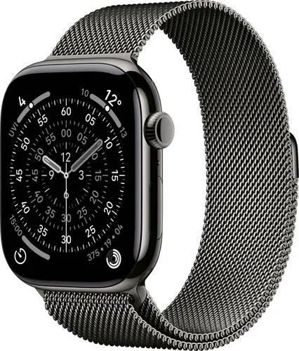 Apple Watch Series 11 GPS + Cellular 46mm - Slate Titanium mit Milanese Loop - Zubehör & Kabel - Die ultimative Smartwatch für deine Gesundheit mit Hypertonie-Erkennung und Schlafindex für ein besseres Wohlbefinden.
