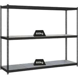 PROREGAL Schwerlastregal METAL BEAST THREE - 600kg Traglast - Werkstatteinrichtung mit 3 verstellbaren Stahlböden, ideal für Werkstatt und Lager. Hohe Stabilität und einfache Montage für bis zu 600kg pro Ebene.