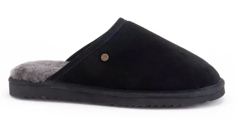 Warmbat Classic Uni CLC 5210 Black 4060 - Bequeme Hausschuhe - Hausschuhe aus Wildleder mit 100% Merino Schaffell-Futter für warmen Komfort. Rutschfeste Gummisohle bietet Halt auf verschiedenen Untergründen. Ideal für entspannte Stunden zu Hause.