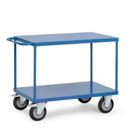Fetra Tischwagen 2400B - Robuster Metallwagen mit 2 Etagen - Tischwagen aus Metall mit 2 Etagen, Tragkraft bis 500 kg, ideal für Lager und Werkstatt. Mit TPE-Rollen für einfachen Transport und 10 Jahre Herstellergarantie.