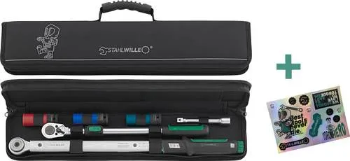 STAHLWILLE 750NR/516/3/1 NDE Drehmomentschlüssel Set Auto 6-tlg. | 1/2 Zoll, 40-200 N·m | Teleskopknarre, Steckschlüssel 17; 19; 21 mm + Verlängerung | Made in Germany - Best tools never die-Edition