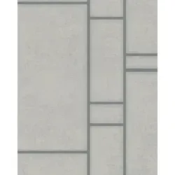 marburg Tapete Grau Silber Vliestapete Linien Grafisch Wohnzimmer, Schlafzimmer oder Küche Made in Germany 10,05m x 0,53m