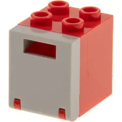 1x Lego Schrank Container Box 2x2x2 rot Tür Briefschlitz hell grau 4346 4345