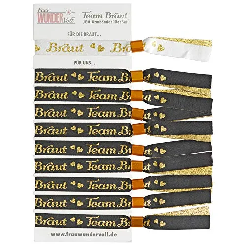 Frau WUNDERVoll® JGA Armband für Braut und 9 Freundinnen Inhalt 9 Team Braut Armbänder und EIN Armband für die Braut JGA Junggesellinnenabschied Accessoires Hochzeit Hen Party Schärpe Braut Orden