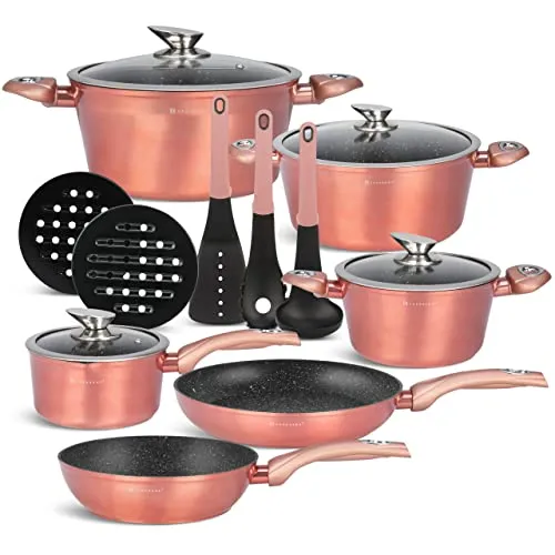 EDENBERG 15 TLG Topfset Induktion, Töpfe & Pfannen beschichtet, Kochtopf Set | induktions Töpfe Set, Kochtöpfe, Töpfe Induktion | Kochgeschirr Set, Topfset induktionsgeeignet (EB-5625)