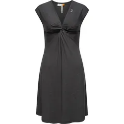Jerseykleid RAGWEAR "Comfrey Solid", Damen, Gr. S (36), Normalgrößen, schwarz, Material: 48% Viskose, 47% Polyester, 5% Elasthan, feminin, figurumspielend knieumspielend, tiefer V-Ausschnitt, Kurzarm weit normaler Saum, Kleider, stylisches Sommerkleid mit tiefem V-Ausschnitt