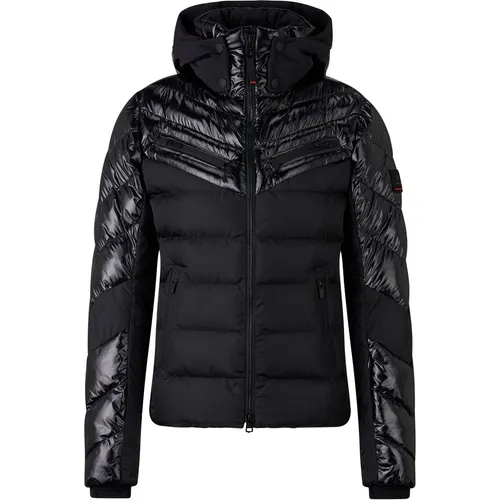 Bogner Fire + Ice FARINA3 Jacke in Schwarz (026) 40 - Damen Skijacken, wasserabweisend mit recycelten Materialien und abnehmbarer Kapuze für optimalen Komfort bei winterlichen Abenteuern.