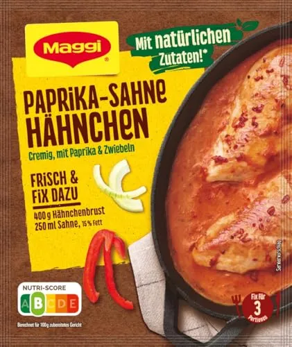 MAGGI Fix für Paprika-Sahne Hähnchen, Würzmischung, mit natürlichen Zutaten*, für 3 Portionen, 1er Pack (1 x 31g)