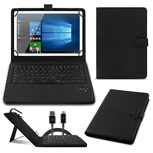 NAmobile Tastatur Hülle QWERTZ Bluetooth kompatibel für Wortmann Terra Pad 1006 Schutzhülle Cover Tablet Tasche Case Keyboard kabellos Ultra dünn ergonomisches Design deutsches Layout