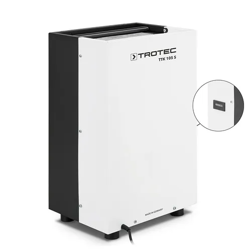 Trotec Luftentfeuchter TTK 105 S mit Betriebsstundenzähler - Luftentfeuchter für Gewerbe mit 30 L/Tag Entfeuchtungsleistung, ideal für Räume bis 90 m² und ausgestattet mit Betriebsstundenzähler zur optimalen Nutzung.