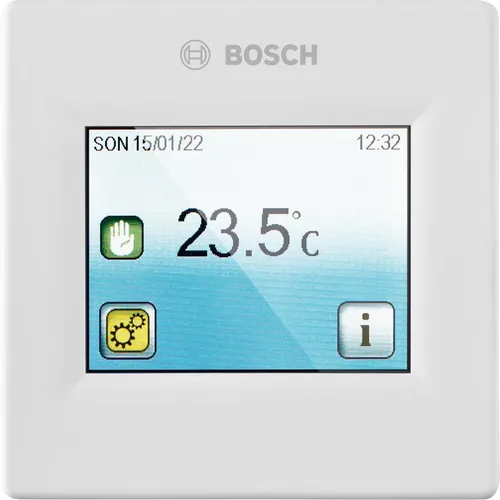 Bosch Raumthermostat Home Comfort C-IR20, digital mit Touchscreen - Raumtemperaturregler für bis zu 12 Bosch Infrarot-Wandheizungen, bietet präzise digitale Steuerung, individuelle Programme und Frostschutz-Funktion.