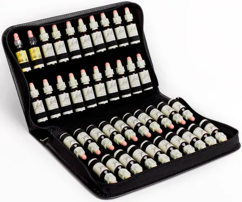 Bachblüten Etui für 40 Nelson Bachblüten à 20ml, Reiseapotheke, schwarzes Leder