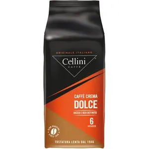 Cellini CAFFÈ CREMA DOLCE Kaffeebohnen, 1,0 kg - Milde Mischung aus Arabica- und Robustabohnen für ein vollmundiges Kaffeeerlebnis, ideal für Kaffeeliebhaber und Genießer.
