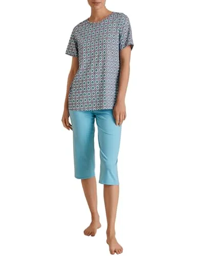 CALIDA Ornament Nights 3/4-Pyjama Damen - Schlafanzüge für Damen, atmungsaktiv und klimaregulierend aus 100% Baumwolle für optimalen Komfort und Entspannung.