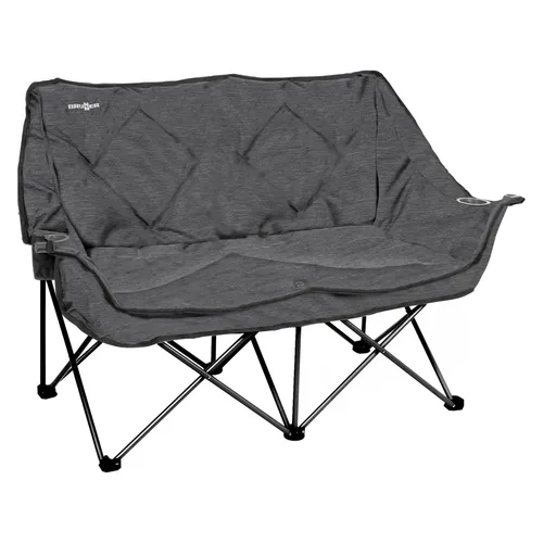 BRUNNER Action Sofa grau - Camping-Möbel für höchste Entspannung: Bequemes Faltsofa mit robustem Stahlgestell, Armlehnen und Getränkehalter – ideal für den Campingplatz!