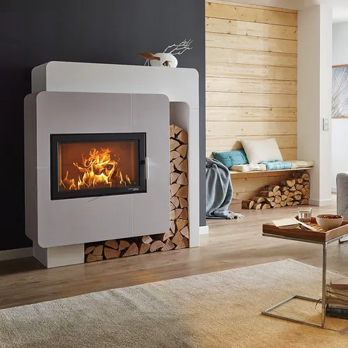 Kamin HAAS+SOHN Kaminbausatz Arlberg - 8 kW Heizleistung - Heizgerät mit variablen Heizstufen, ideal für gemütliche Wärme und individuelles Design. Perfekt für Wohnräume bis 50 kg Holzverbrauch.