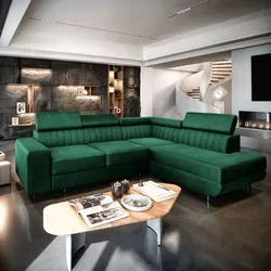 Masseno Ecksofa NOLA R-S mit Schlaffunktion - Modernes Wohnzimmermöbel in Grün - Sofa mit Schlaffunktion und Stauraum, ideal für Gäste und vielseitig einsetzbar. Elegantes Design und hoher Komfort machen es zum perfekten Mittelpunkt Ihres Wohnzimmers.