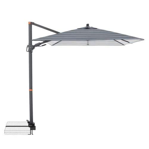 Doppler Pendelschirm myZone AX 210 cm x 210 cm Blockstreifen Blau-Grau 8-teilig