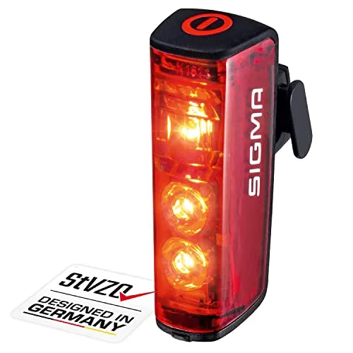 Sigma Fahrradlicht Blaze 15100 - Rücklicht LED, USB-aufladbar mit Bremslichtfunktion, Sichtweite bis 500m und spritzwassergeschützt