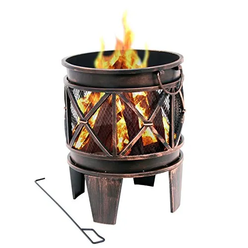 BBQ-Toro Feuerkorb Plum Ø 42 cm - Grills | Robuste Feuerschale in Antik-Rost-Optik, ideal für Garten und Terrasse, inklusive Schürhaken für sicheres Nachlegen von Holz.