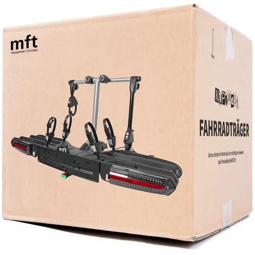 MFT euro-select compact 2e+1 Fahrradträger für 2 Fahrräder - Fahrradträger für Anhängerkupplung, abnehmbar und mit Anti-Diebstahlschloss, ideal für Elektrobikes und sichere Transporte.
