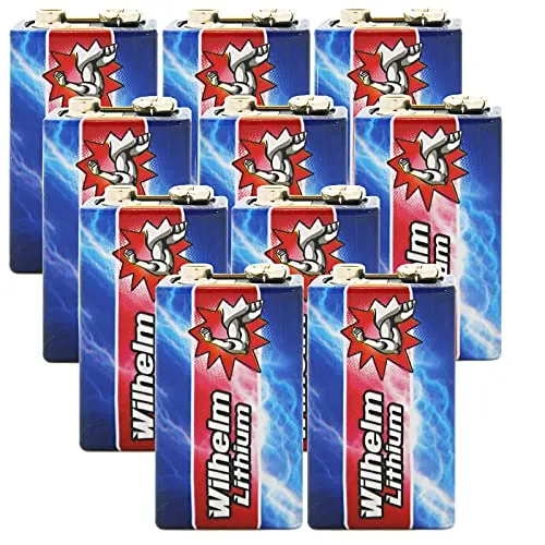 Wilhelm Lithium 9V Block Batterie Rauchmelder 6LR61 9 Volt Batterien 10 x