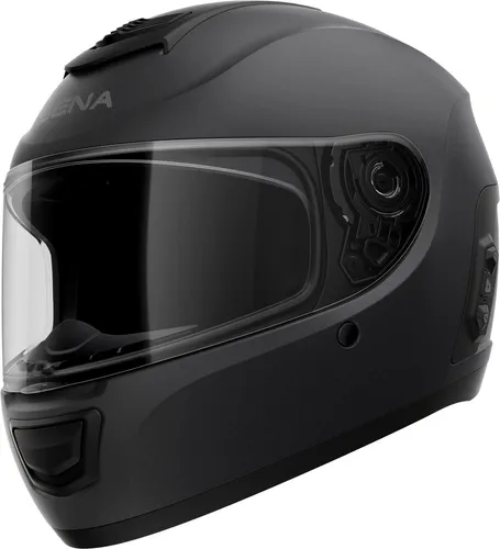 Sena MOVM-MB00L2 Helm, schwarz, L - Schutzhelm mit DOT- & ECE-Zertifizierung, bietet bis zu 8 km Intercom-Reichweite und aerodynamisches Design für Komfort und Stil.