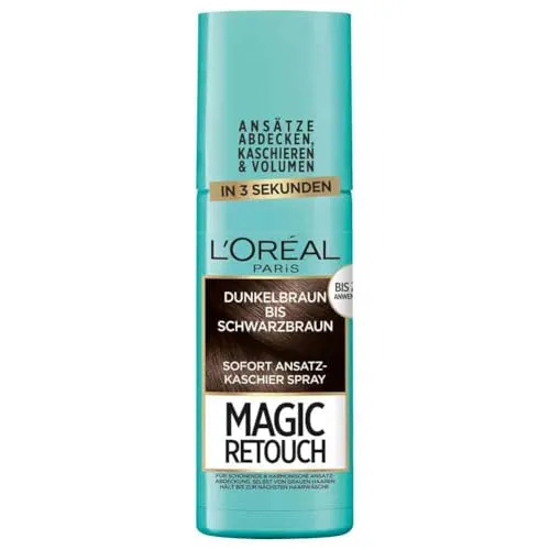 L'Oréal Paris Magic Retouch Ansatz-Kaschierspray Dunkelbraun bis Schwarzbraun 75 ml - Haartönung zur perfekten Kaschierung von Ansatzhaar, für stufenlose Übergänge und intensive Farbe bis zur nächsten Haarwäsche – ideal für den schnellen, professionellen Look ohne Friseurbesuch.