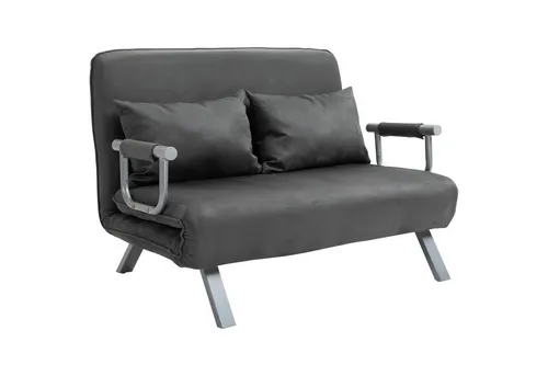 HOMCOM Doppelsofa mit Armlehne - Vielseitiger Schlafsessel - Kategorie: Sofas & Sessel, mit 5 verstellbaren Komfortwinkeln für individuellen Sitzkomfort und als Gästebett nutzbar.