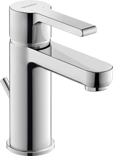 Duravit B.2 Waschtischarmatur, Größe S (Auslauf Höhe 92 mm), Wasserhahn Bad mit Zugstangen-Ablaufgarnitur, Waschbecken Armatur mit Keramikkartusche, Chrom