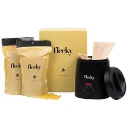 fleeky Wax Heater Kit - Komplett-Set für professionelles Waxing - Wachsenkits für seidenglatte Haut: Das Set enthält alles für eine entspannte Waxing-Behandlung zu Hause, ideal für alle Hauttypen und kleine Bereiche wie Gesicht und Achseln.