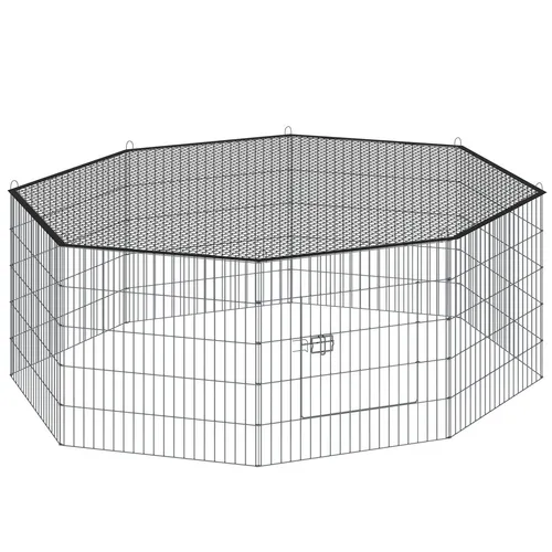 tectake® Freilaufgehege für Kleintiere - Kleintierkäfige, sicheres und geräumiges Gehege mit 8 Gitterelementen für optimale Bewegungsfreiheit Deiner Kaninchen, Meerschweinchen oder Welpen.